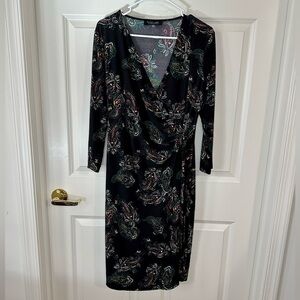 Black Label by Evan-Picone Paisley Wrap Dress Size 14